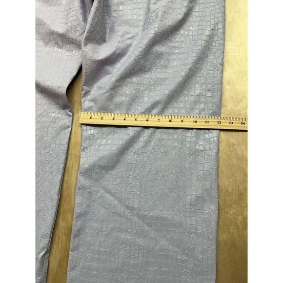 Naked Wardrobe Women's 2X Lavender Faux Leather Croc Straight Leg Pants Wide Leg - Picture 6 of 7